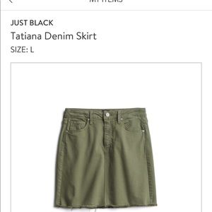 Just Black Tatiana Denim Skirt Olive sz L -